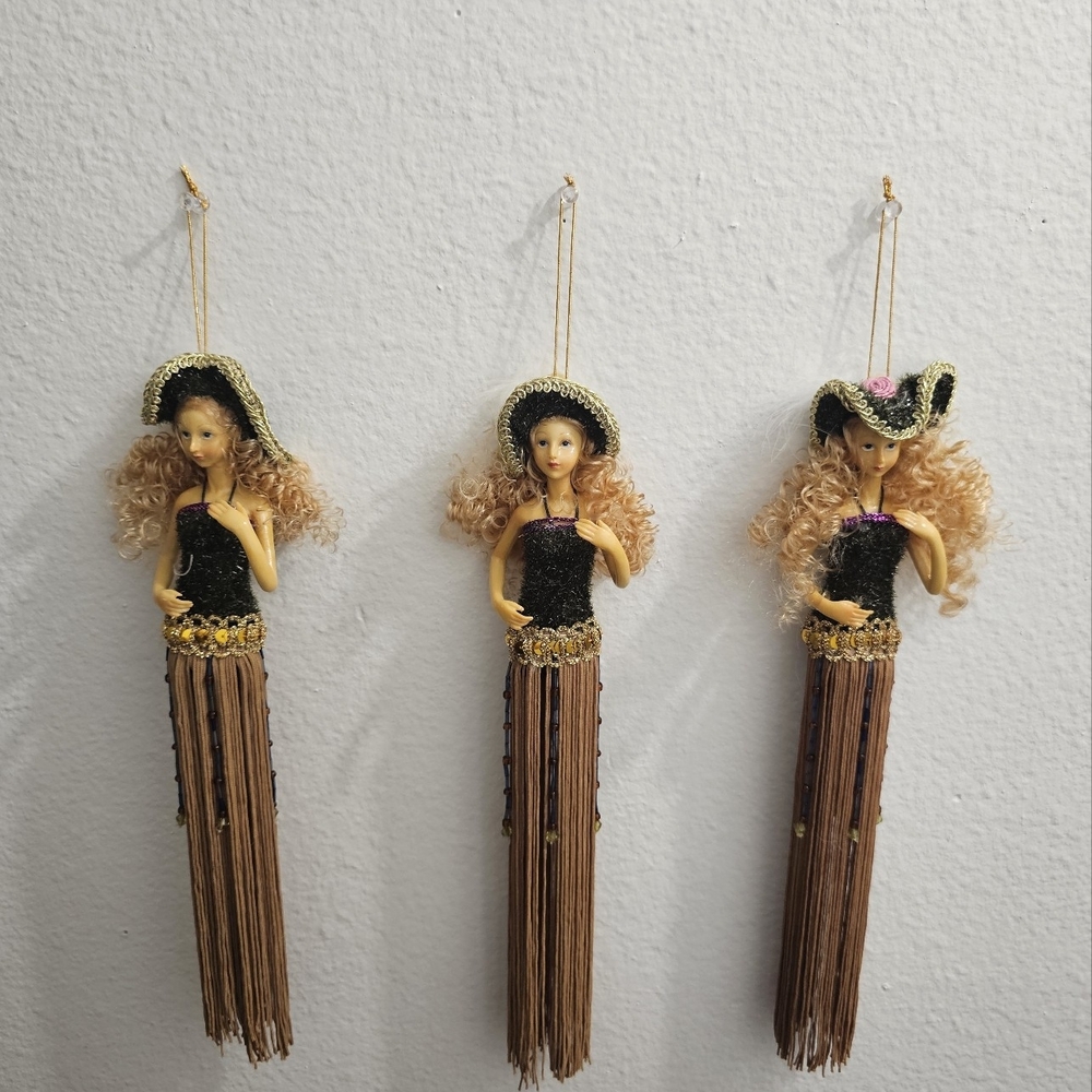 Set of Three Decorative Doll Tassel Wall Hangings